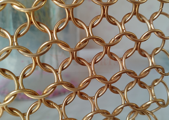 12 mm niestandardowe zasłony z metalowej siatki łańcuszkowej ze stali nierdzewnej w kolorze złotym